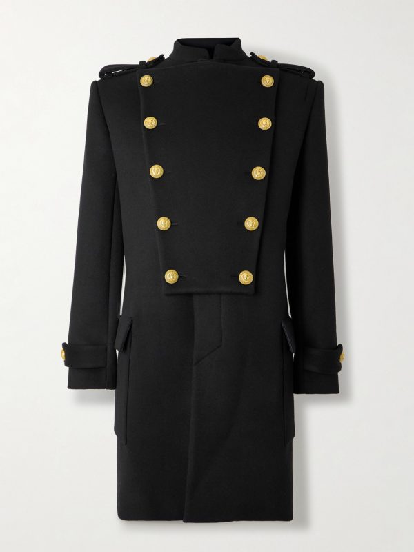 Double-Breasted Embellished Wool and Cashmere-Blend Coat Double-Breasted Embellished Wool and Cashmere-Blend Coat