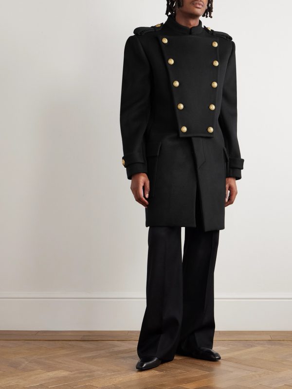 Double-Breasted Embellished Wool and Cashmere-Blend Coat - OU Double-Breasted Embellished Wool and Cashmere-Blend Coat - OU