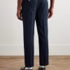 Straight-Leg Cropped Grain De Poudre Wool Trousers - BK