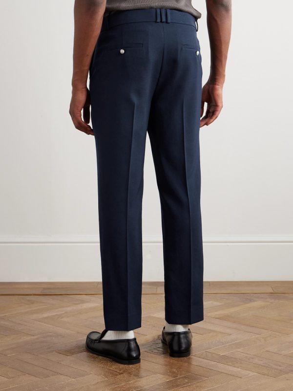 Straight-Leg Cropped Grain De Poudre Wool Trousers - BK