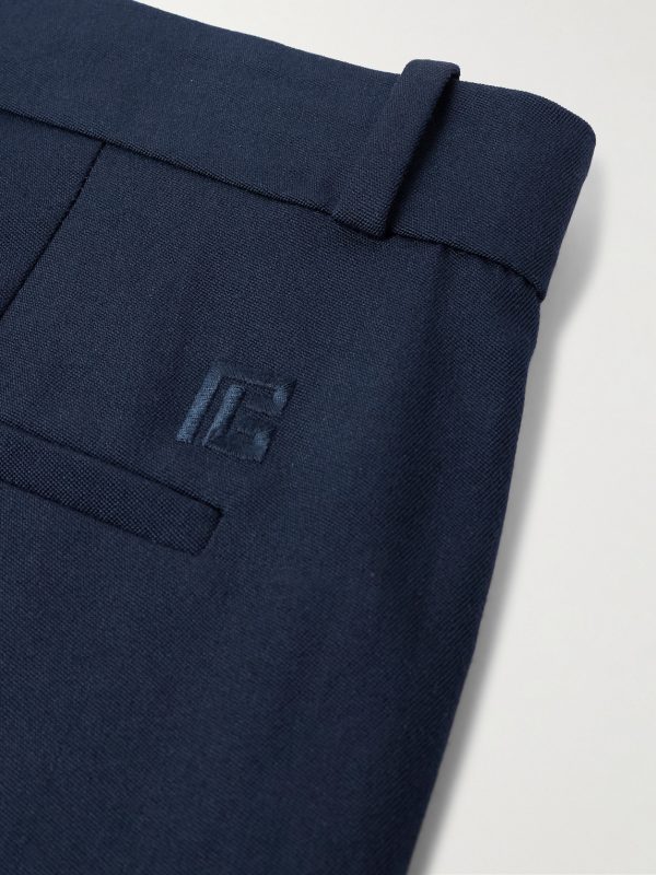 Straight-Leg Cropped Grain De Poudre Wool Trousers - CU