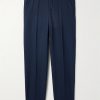 Straight-Leg Cropped Grain De Poudre Wool Trousers
