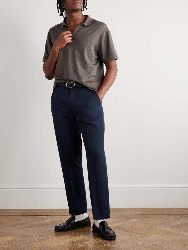 Straight-Leg Cropped Grain De Poudre Wool Trousers - OU