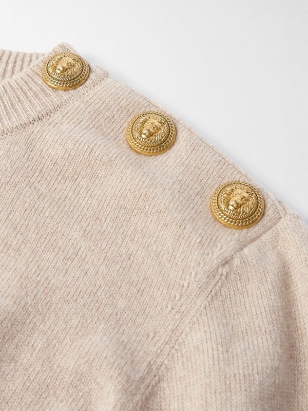 Button-Embellished Recycled Cashmere and Wool-Blend Sweater - CU Button-Embellished Recycled Cashmere and Wool-Blend Sweater - CU