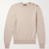 Button-Embellished Recycled Cashmere and Wool-Blend Sweater Button-Embellished Recycled Cashmere and Wool-Blend Sweater