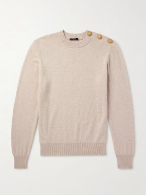 Button-Embellished Recycled Cashmere and Wool-Blend Sweater Button-Embellished Recycled Cashmere and Wool-Blend Sweater