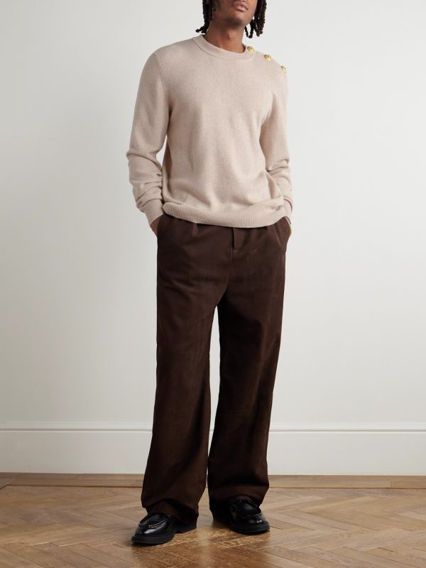 Button-Embellished Recycled Cashmere and Wool-Blend Sweater - OU Button-Embellished Recycled Cashmere and Wool-Blend Sweater - OU