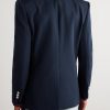 Double-Breasted Grain De Poudre Wool Blazer - BK Double-Breasted Grain De Poudre Wool Blazer - BK