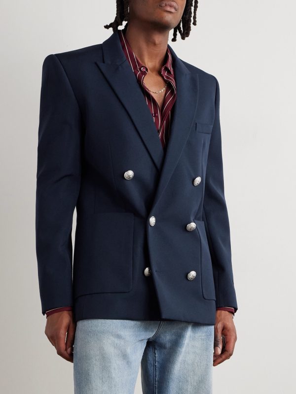 Double-Breasted Grain De Poudre Wool Blazer - FR Double-Breasted Grain De Poudre Wool Blazer - FR