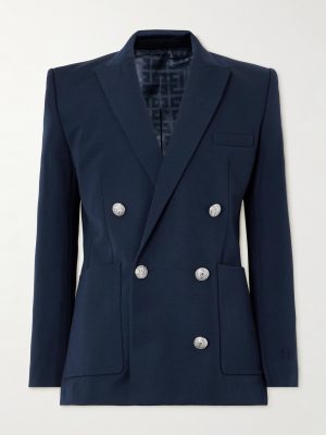 Double-Breasted Grain De Poudre Wool Blazer Double-Breasted Grain De Poudre Wool Blazer