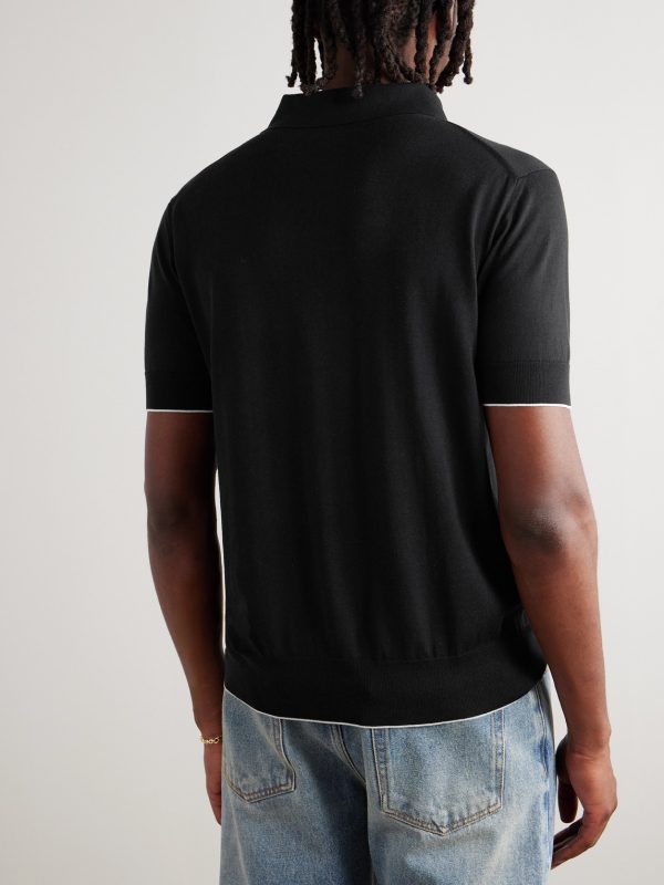 Logo-Embroidered Silk-Blend Polo Shirt - BK