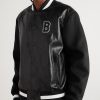 Logo-Appliquéd Leather and Wool Varsity Jacket - FR