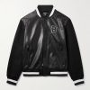 Logo-Appliquéd Leather and Wool Varsity Jacket