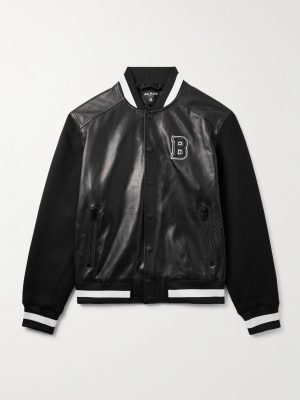 Logo-Appliquéd Leather and Wool Varsity Jacket Logo-Appliquéd Leather and Wool Varsity Jacket