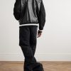 Logo-Appliquéd Leather and Wool Varsity Jacket - OU