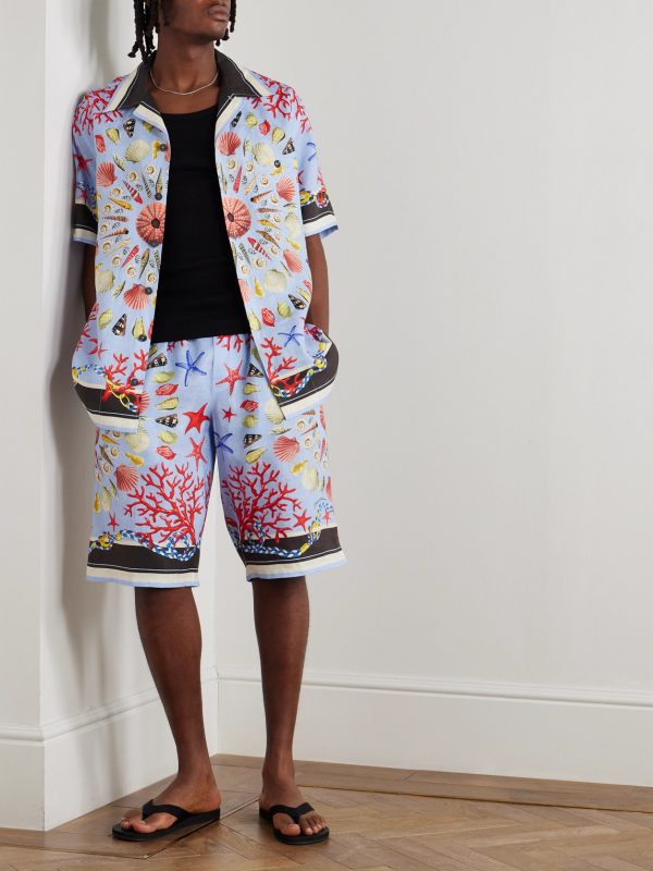 Camp-Collar Printed Linen Shirt - OU Camp-Collar Printed Linen Shirt - OU