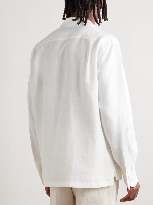 Camp-Collar Linen-Canvas Shirt - BK Camp-Collar Linen-Canvas Shirt - BK