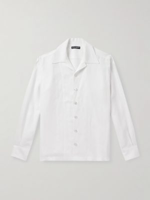 Camp-Collar Linen-Canvas Shirt