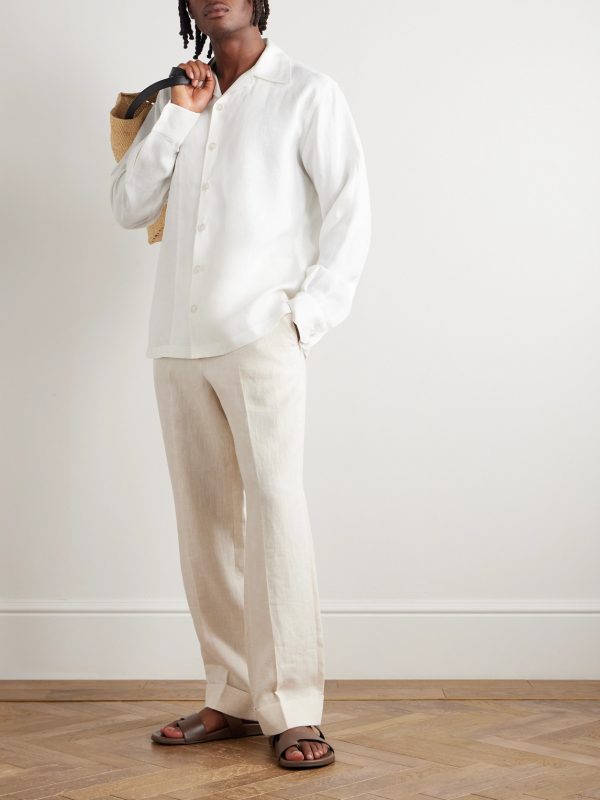 Camp-Collar Linen-Canvas Shirt - OU Camp-Collar Linen-Canvas Shirt - OU