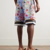 Printed Linen Straight-Leg Shorts - BK Printed Linen Straight-Leg Shorts - BK