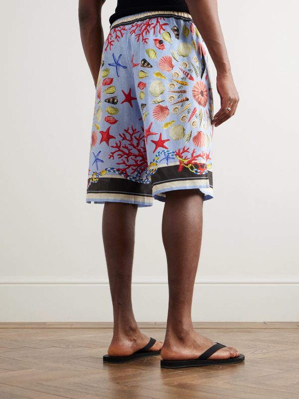 Printed Linen Straight-Leg Shorts - BK Printed Linen Straight-Leg Shorts - BK