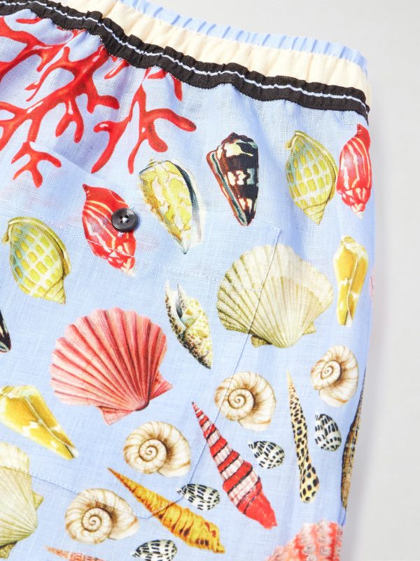 Printed Linen Straight-Leg Shorts - CU Printed Linen Straight-Leg Shorts - CU