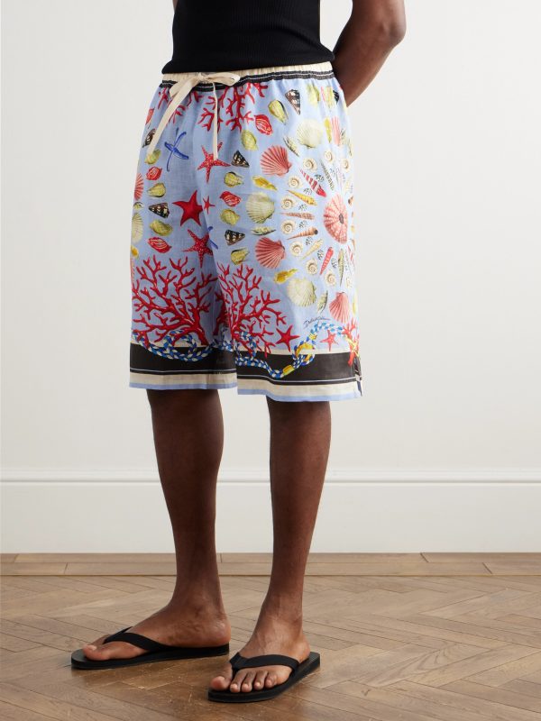 Printed Linen Straight-Leg Shorts - FR Printed Linen Straight-Leg Shorts - FR