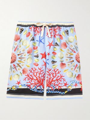 Printed Linen Straight-Leg Shorts