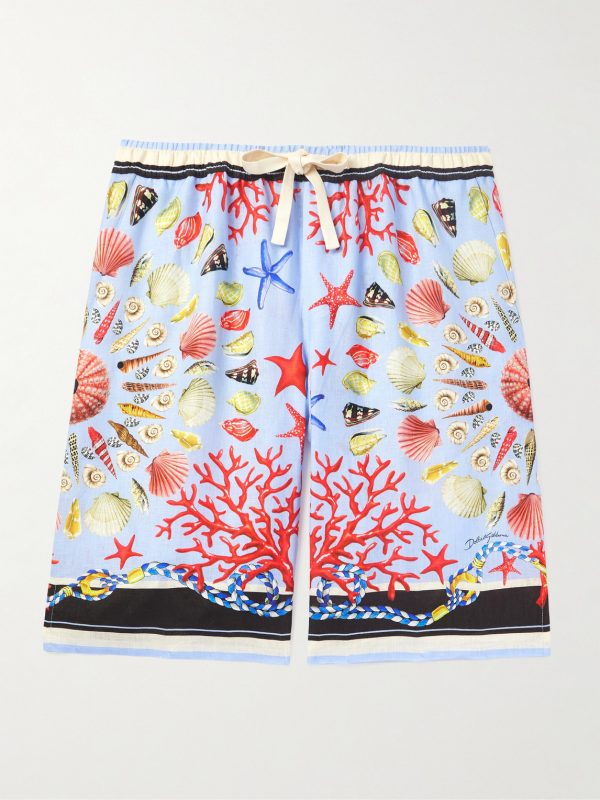 Printed Linen Straight-Leg Shorts Printed Linen Straight-Leg Shorts