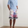 Printed Linen Straight-Leg Shorts - OU Printed Linen Straight-Leg Shorts - OU