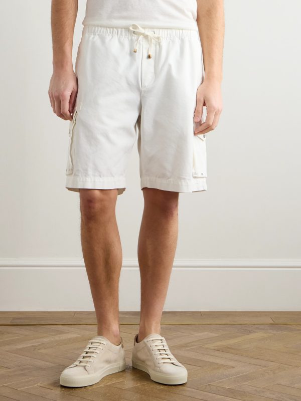 Straight-Leg Cotton-Twill Drawstring Cargo Shorts - FR Straight-Leg Cotton-Twill Drawstring Cargo Shorts - FR