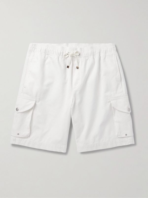 Straight-Leg Cotton-Twill Drawstring Cargo Shorts Straight-Leg Cotton-Twill Drawstring Cargo Shorts