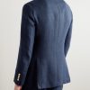 Slim-Fit Double-Breasted Linen, Silk, Wool and Cotton-Blend Suit Jacket - BK Slim-Fit Double-Breasted Linen, Silk, Wool and Cotton-Blend Suit Jacket - BK