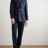 Slim-Fit Double-Breasted Linen, Silk, Wool and Cotton-Blend Suit Jacket - OU Slim-Fit Double-Breasted Linen, Silk, Wool and Cotton-Blend Suit Jacket - OU