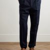Tapered Pleated Pinstriped Wool and Cotton-Blend Trousers - FR Tapered Pleated Pinstriped Wool and Cotton-Blend Trousers - FR