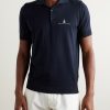 Slim-Fit Logo-Embroidered Silk and Cotton-Blend Polo Shirt - FR Slim-Fit Logo-Embroidered Silk and Cotton-Blend Polo Shirt - FR