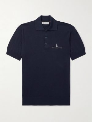 Slim-Fit Logo-Embroidered Silk and Cotton-Blend Polo Shirt Slim-Fit Logo-Embroidered Silk and Cotton-Blend Polo Shirt