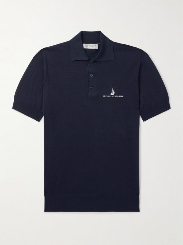 Slim-Fit Logo-Embroidered Silk and Cotton-Blend Polo Shirt Slim-Fit Logo-Embroidered Silk and Cotton-Blend Polo Shirt