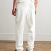 Straight-Leg Pleated Cotton and Linen-Blend Trousers - BK