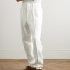 Straight-Leg Pleated Cotton and Linen-Blend Trousers - FR