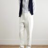 Straight-Leg Pleated Cotton and Linen-Blend Trousers - OU