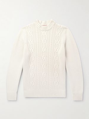 Cable-Knit Cashmere Mock-Neck Sweater