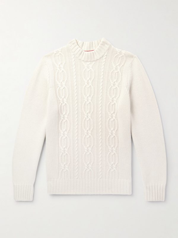 Cable-Knit Cashmere Mock-Neck Sweater
