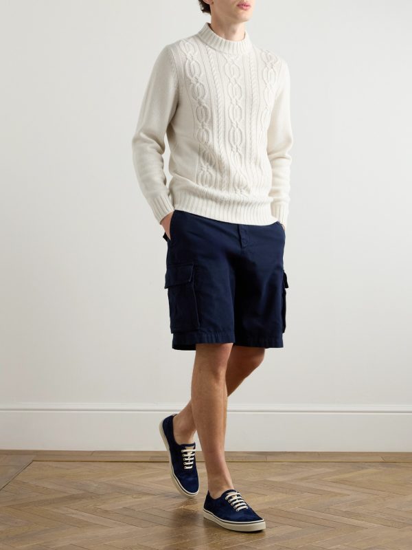 Cable-Knit Cashmere Mock-Neck Sweater - OU