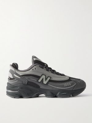 M1000 Logo-Appliquéd Mesh and Leather-Trimmed Suede Sneakers