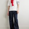 Logo-Appliquéd Striped Cotton-Jersey T-Shirt - OU Logo-Appliquéd Striped Cotton-Jersey T-Shirt - OU