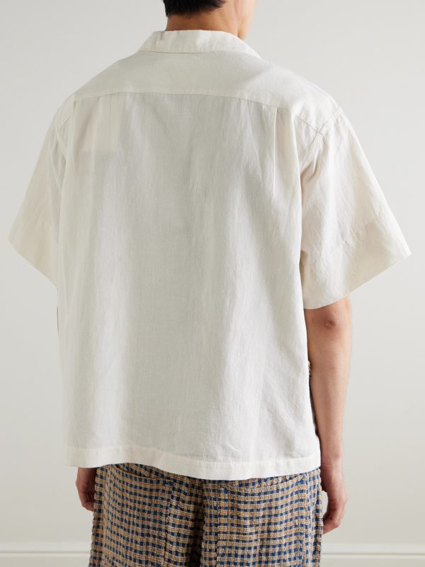 Greetings Oversized Camp-Collar Appliquéd Organic Cotton Shirt - BK