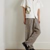 Greetings Oversized Camp-Collar Appliquéd Organic Cotton Shirt - OU