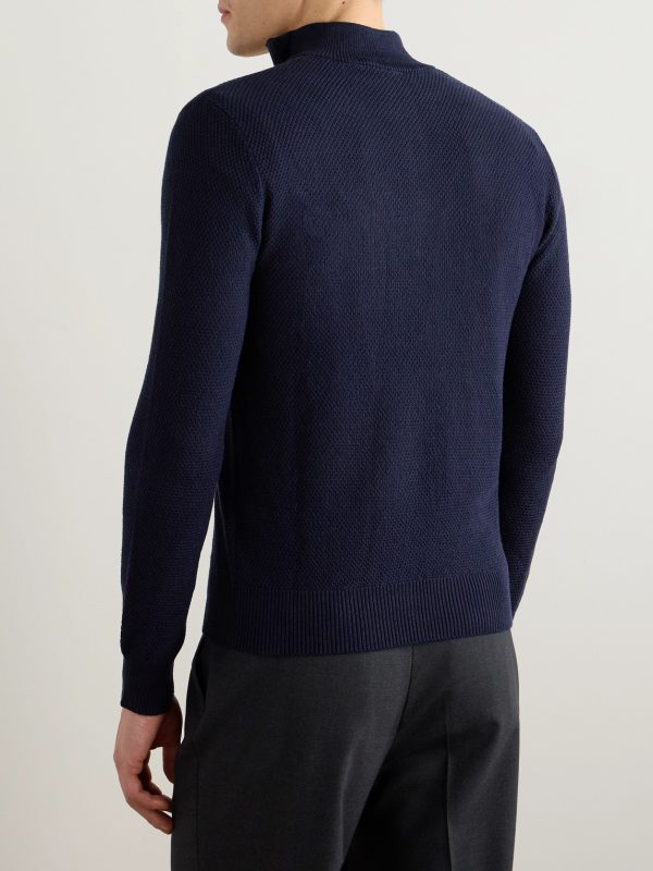 Silk and Cotton-Blend Half-Zip Sweater - BK Silk and Cotton-Blend Half-Zip Sweater - BK