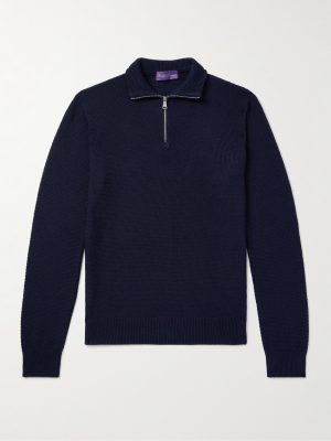 Silk and Cotton-Blend Half-Zip Sweater